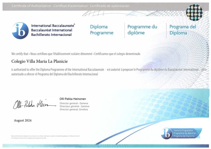 e-certificate_Colegio Villa Maria La Planicie